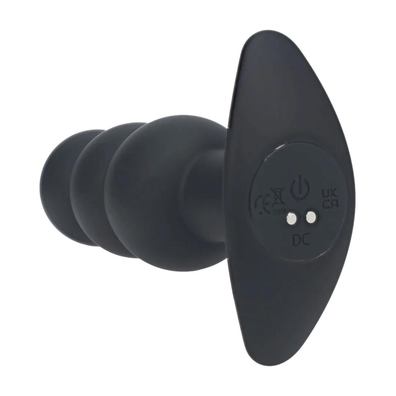 Tri Bulb Vibrating Silicone Anal Plug - Black - 5
