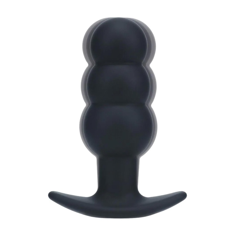 Tri Bulb Vibrating Silicone Anal Plug - Black - 6