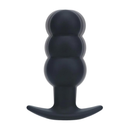 Tri Bulb Vibrating Silicone Anal Plug - Black - 6