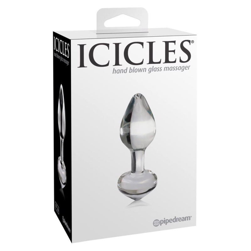 Szklany Korek Analny Icicles No. 44 Clear Bezszwowy 8 cm - 1