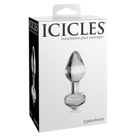 Szklany Korek Analny Icicles No. 44 Clear Bezszwowy 8 cm - 1