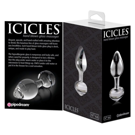 Szklany Korek Analny Icicles No. 44 Clear Bezszwowy 8 cm - 4