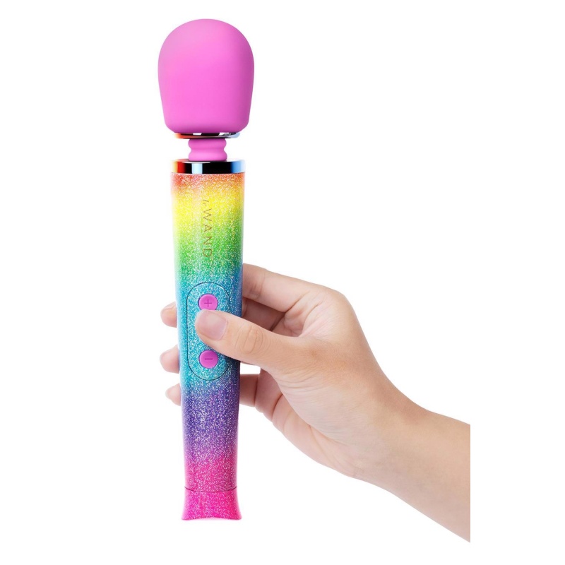 Masażer różdżkowy Rainbow Ombre Petite - kulista głowica silikonowa Ø 4,35 cm, długość 25,4 cm, zasilanie USB - 2