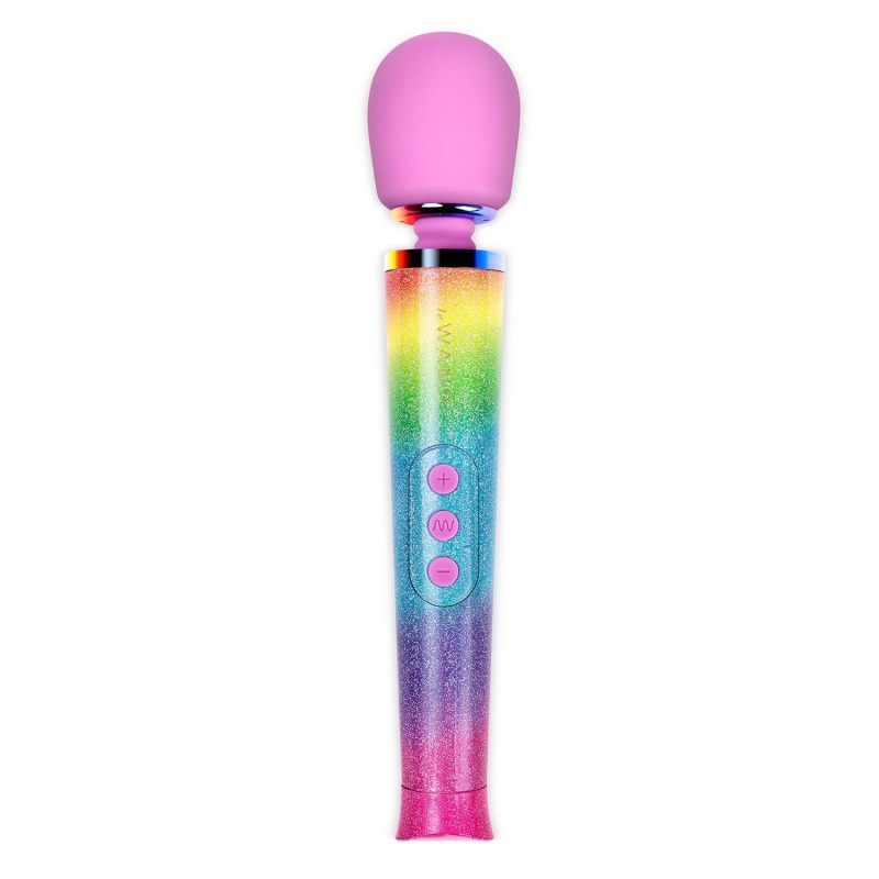 Masażer różdżkowy Rainbow Ombre Petite - kulista głowica silikonowa Ø 4,35 cm, długość 25,4 cm, zasilanie USB - 3