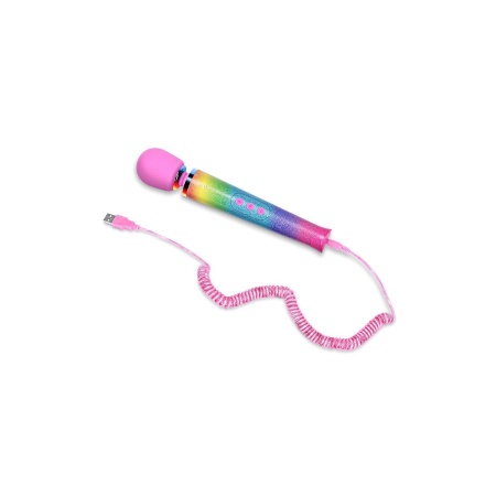 Masażer różdżkowy Rainbow Ombre Petite - kulista głowica silikonowa Ø 4,35 cm, długość 25,4 cm, zasilanie USB - 4