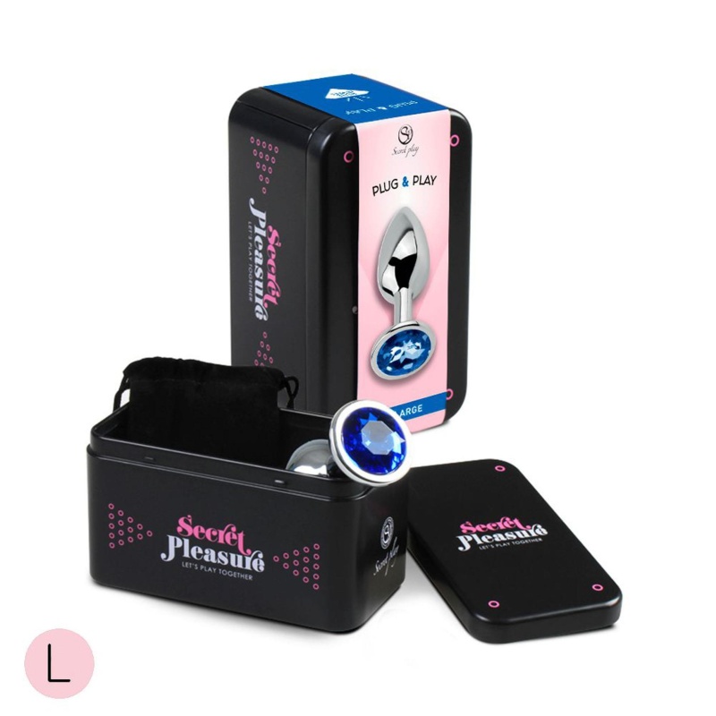 BLUE JEWELLED METAL BUTT PLUG L - 1