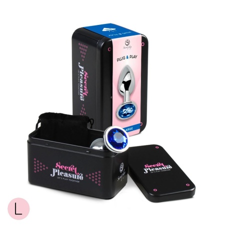 BLUE JEWELLED METAL BUTT PLUG L - 1