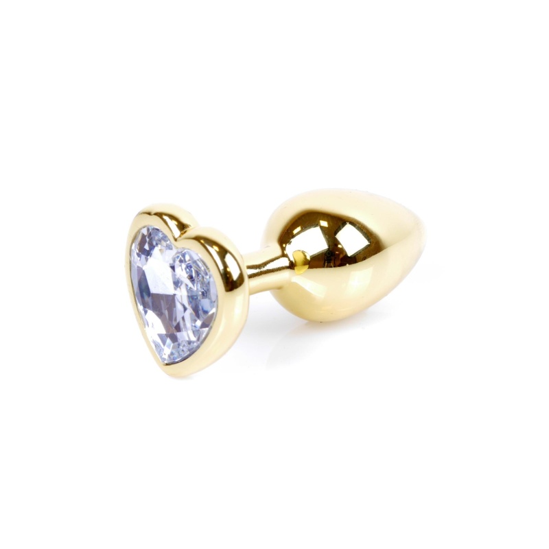 Korek analny Gold Heart Plug Clear - stal nierdzewna z kryształkiem w kształcie serca, 7 cm x 2,7 cm - 6