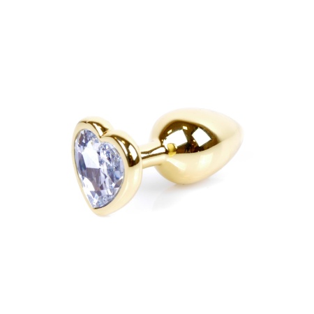 Korek analny Gold Heart Plug Clear - stal nierdzewna z kryształkiem w kształcie serca, 7 cm x 2,7 cm - 6