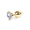 Korek analny Gold Heart Plug Clear - stal nierdzewna z kryształkiem w kształcie serca, 7 cm x 2,7 cm - 6