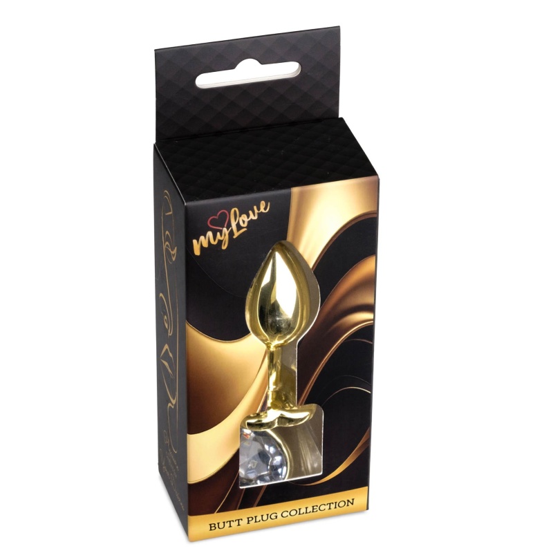 Korek analny Gold Heart Plug Clear - stal nierdzewna z kryształkiem w kształcie serca, 7 cm x 2,7 cm - 8