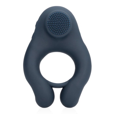 Vibrating Cockring with Clitoris Stimulation - Indigo Blue - 1