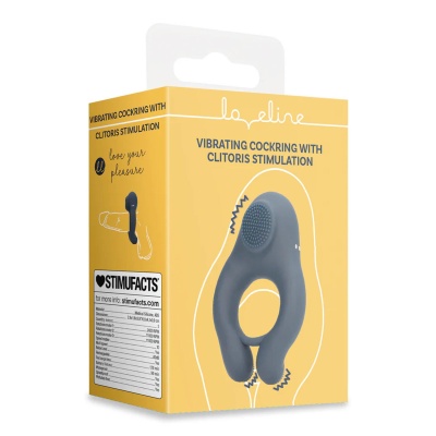 Vibrating Cockring with Clitoris Stimulation - Indigo Blue - 1 2