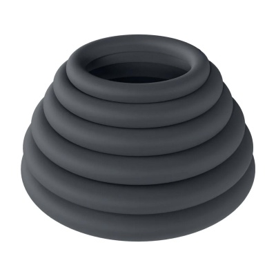 Classic Silicone Cockring Set of 6 - Black - 1
