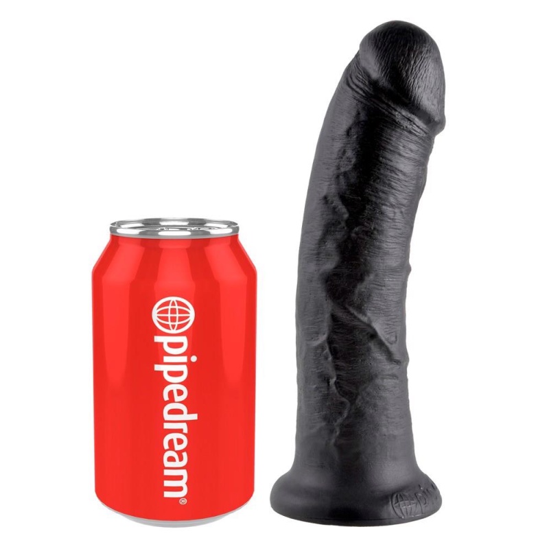 King Cock 8 inch Black – realistyczne dildo z przyssawką i żyłkami, 21,5 cm, Ø 4,6 cm, kompatybilne ze strap-on - 2