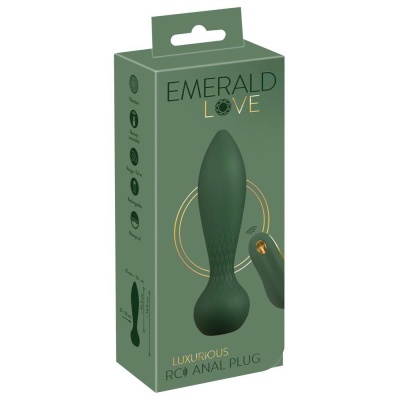 Wibrujący korek analny Luxurious RC Anal Plug Emerald Love z pilotem, 10 trybów, dł. 14 cm, śr. maks. 3,5 cm - 1