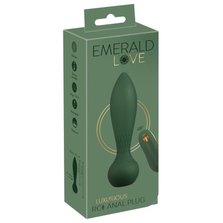 Wibrujący korek analny Luxurious RC Anal Plug Emerald Love z pilotem, 10 trybów, dł. 14 cm, śr. maks. 3,5 cm - 1