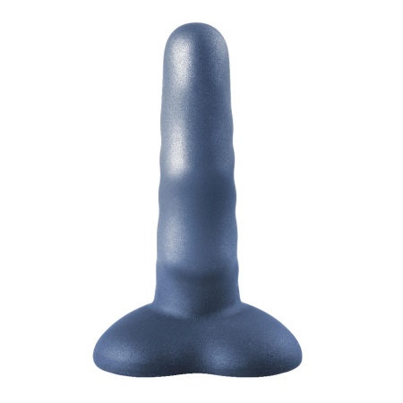 Dildo Unicorn Mini Black - kompaktowy silikonowy dildo ze spiralną fakturą, przyssawką w kształcie serca i podstawą kompatybilną - 3
