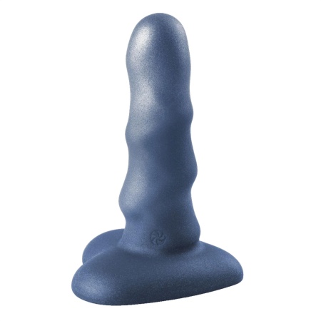 Dildo Unicorn Mini Black - kompaktowy silikonowy dildo ze spiralną fakturą, przyssawką w kształcie serca i podstawą kompatybilną - 4