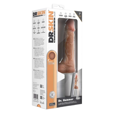 Dr. Hammer 7" dildo thrusting z uchwytem i funkcją ogrzewania, silikon platynowy, 17,7 cm - 1