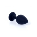 Korek analny Jewellery Black Silicone PLUG Medium z diamentem, anatomiczny, 8 cm - 1
