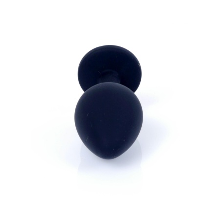 Korek analny Jewellery Black Silicone PLUG Medium z diamentem, anatomiczny, 8 cm - 2