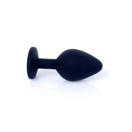 Korek analny Jewellery Black Silicone PLUG Medium z diamentem, anatomiczny, 8 cm - 3