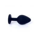 Korek analny Jewellery Black Silicone PLUG Medium z diamentem, anatomiczny, 8 cm - 3