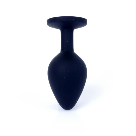 Korek analny Jewellery Black Silicone PLUG Medium z diamentem, anatomiczny, 8 cm - 4