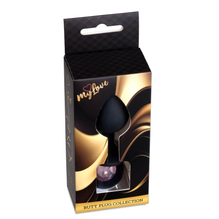 Korek analny Jewellery Black Silicone PLUG Medium z diamentem, anatomiczny, 8 cm - 7