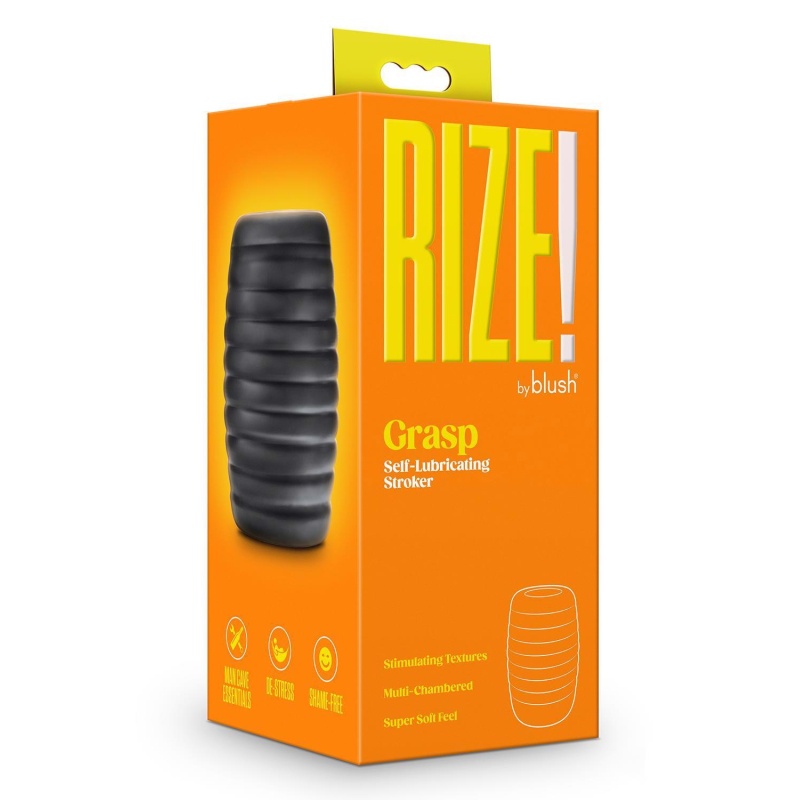 Masturbator Rize Grasp Self-Lubricating - otwarta konstrukcja, dwie komory stymulacyjne, TPE X5® Plus, długość 10,1 cm - 1