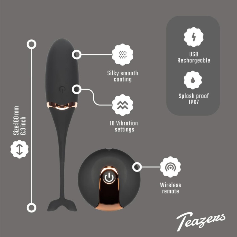 Wibrujące jajko z pilotem Luxurious Vibrating Egg Black - silikon, 12 programów, 16 cm - 3