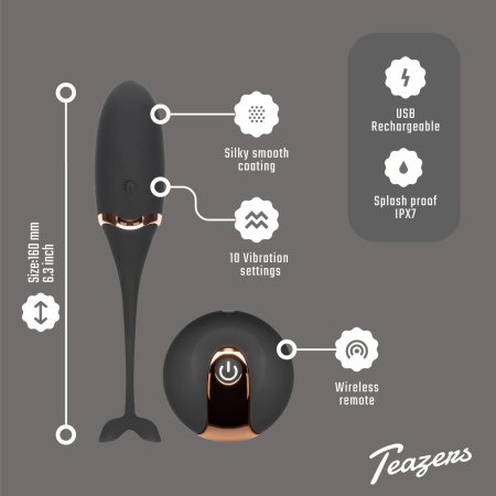 Wibrujące jajko z pilotem Luxurious Vibrating Egg Black - silikon, 12 programów, 16 cm - 3