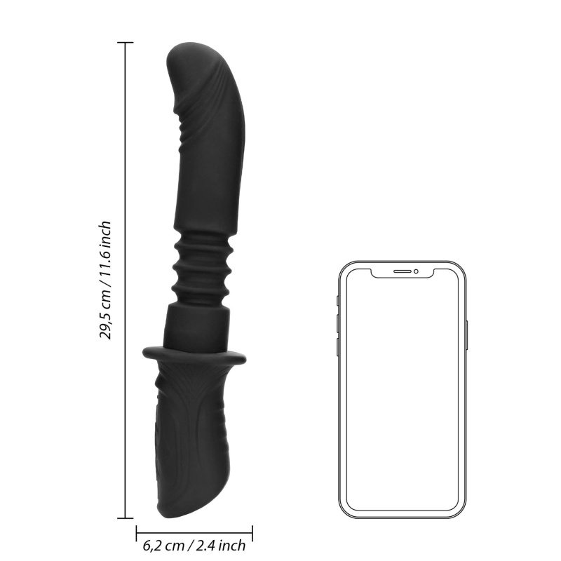 Hand Held Vibrating and Thrusting Sex Machine - Black - 14
