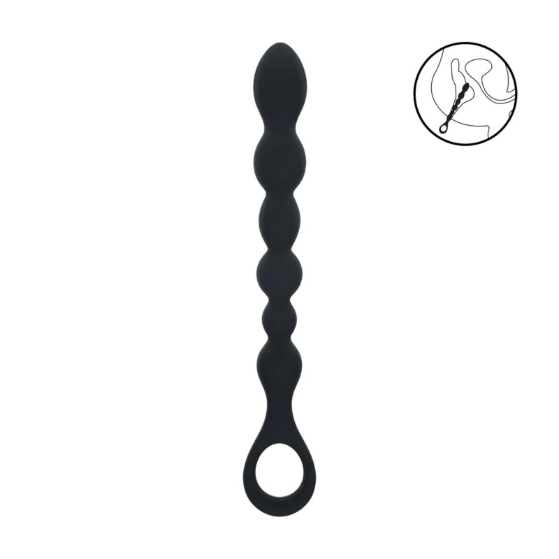 Sonda analna Beaded Snake z pętlą bezpieczeństwa i sześcioma kulistymi elementami, 26 cm - 2