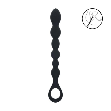 Sonda analna Beaded Snake z pętlą bezpieczeństwa i sześcioma kulistymi elementami, 26 cm - 2