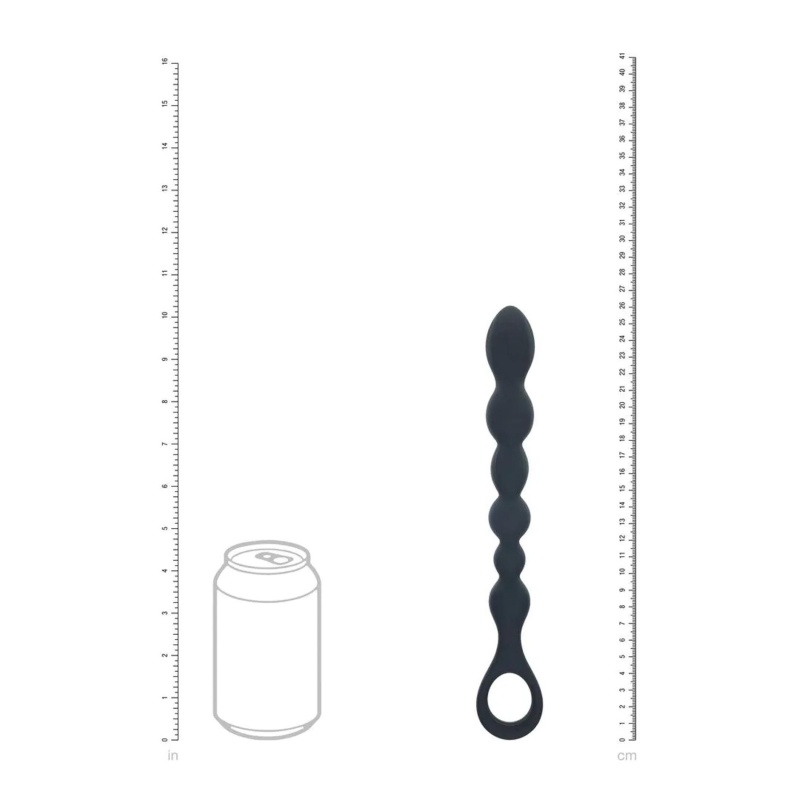 Sonda analna Beaded Snake z pętlą bezpieczeństwa i sześcioma kulistymi elementami, 26 cm - 5