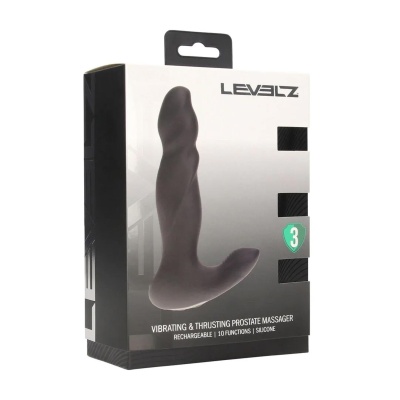 Vibrating and Thrusting Silicone Prostate Massager - Black - 1 2