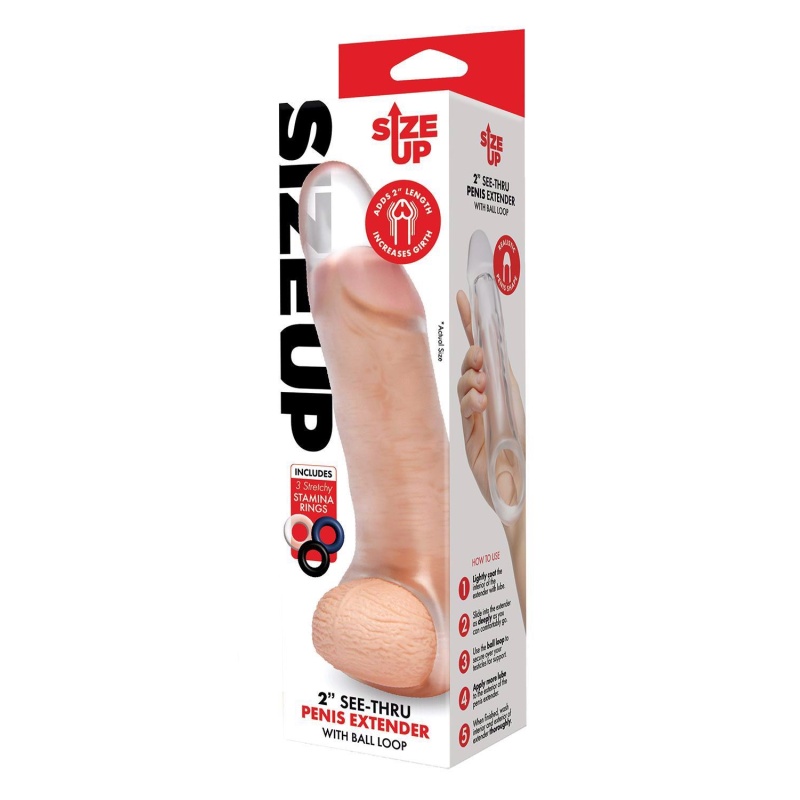 SIZE UP CLEAR VIEW PENIS EXTENDER WITH BALL LOOP GIRTHY - 1