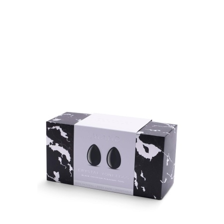 Le Wand Crystal Yoni Eggs Black Obsidian - 2 jaja yoni z naturalnego obsydianu do treningu mięśni dna miednicy, 45 × 30 mm - 1
