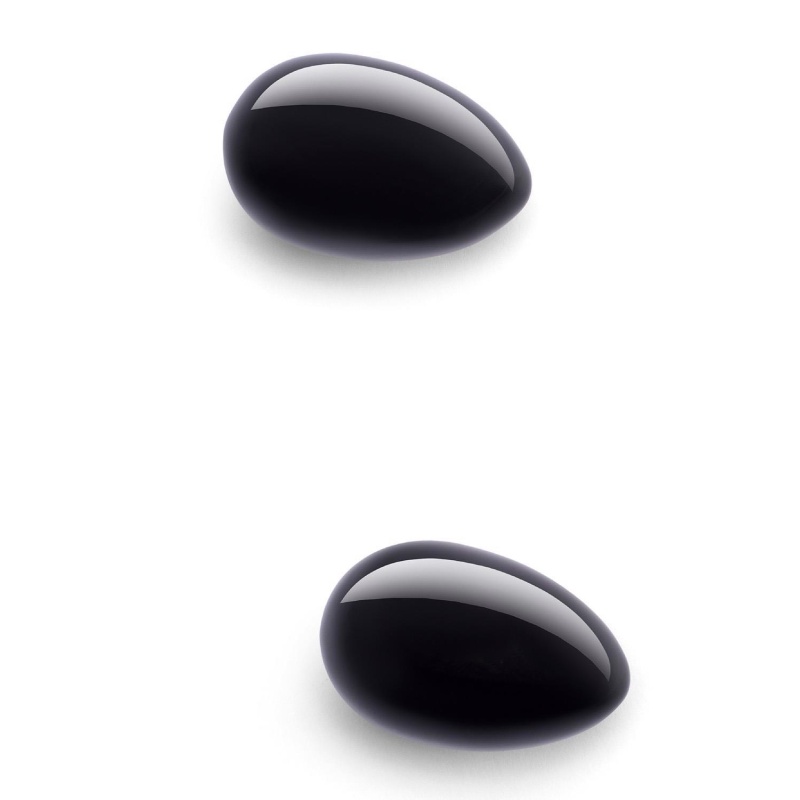 Le Wand Crystal Yoni Eggs Black Obsidian - 2 jaja yoni z naturalnego obsydianu do treningu mięśni dna miednicy, 45 × 30 mm - 3