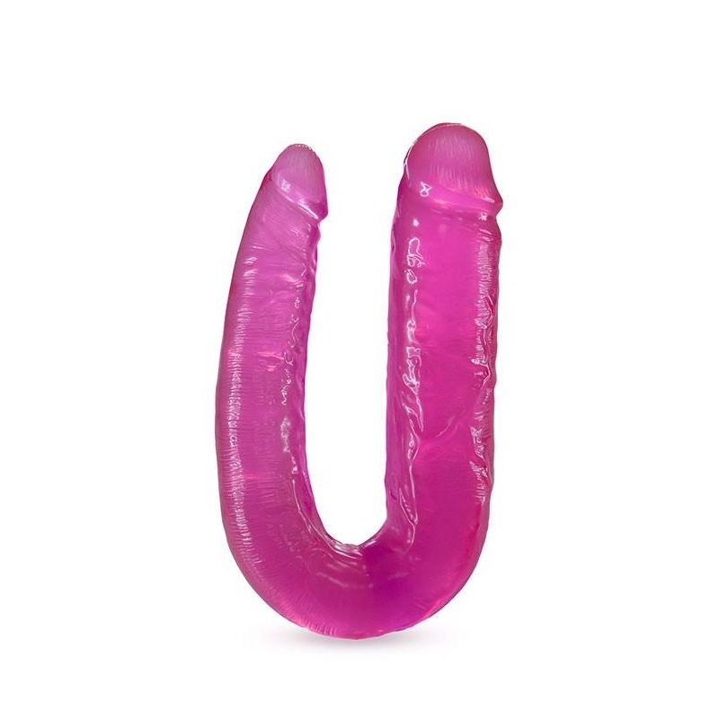 Double Headed Dildo Różowy - dwustronny kształt litery U, średnice 3,2 cm i 4,4 cm, długość całkowita 45,7 cm - 2