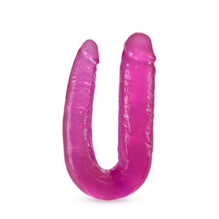 Double Headed Dildo Różowy - dwustronny kształt litery U, średnice 3,2 cm i 4,4 cm, długość całkowita 45,7 cm - 2