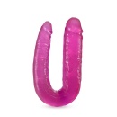 Double Headed Dildo Różowy - dwustronny kształt litery U, średnice 3,2 cm i 4,4 cm, długość całkowita 45,7 cm - 2