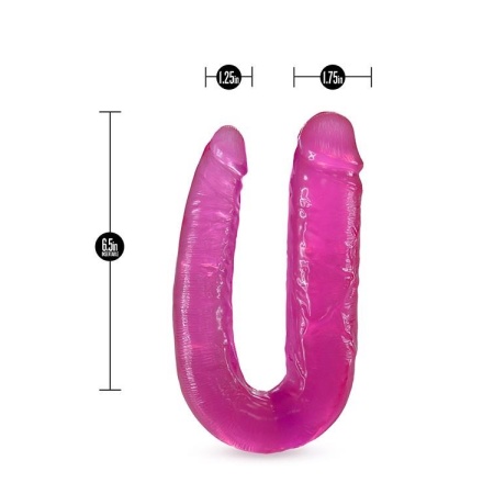 Double Headed Dildo Różowy - dwustronny kształt litery U, średnice 3,2 cm i 4,4 cm, długość całkowita 45,7 cm - 3