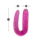 Double Headed Dildo Różowy - dwustronny kształt litery U, średnice 3,2 cm i 4,4 cm, długość całkowita 45,7 cm - 3