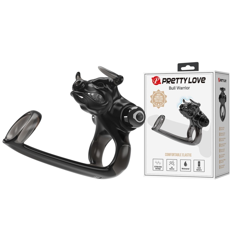 Pierścień erotyczny BULL WARRIOR z wibracjami, 10 cm - 1