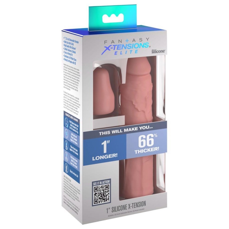Nakładka na penisa FXTE 1 X-tension Light - silikonowa, wydłużenie 5,1 cm, średnica zewnętrzna 4,8 cm, średnica wewnętrzna 3,2 c - 1