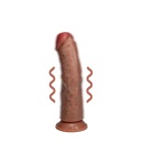 Wibrujące dildo RealRock Curved - Zakrzywiony Trzon z Żyłkami, Przyssawka, 10 Trybów Wibracji, 15,5 cm, Kolor Tan - 2