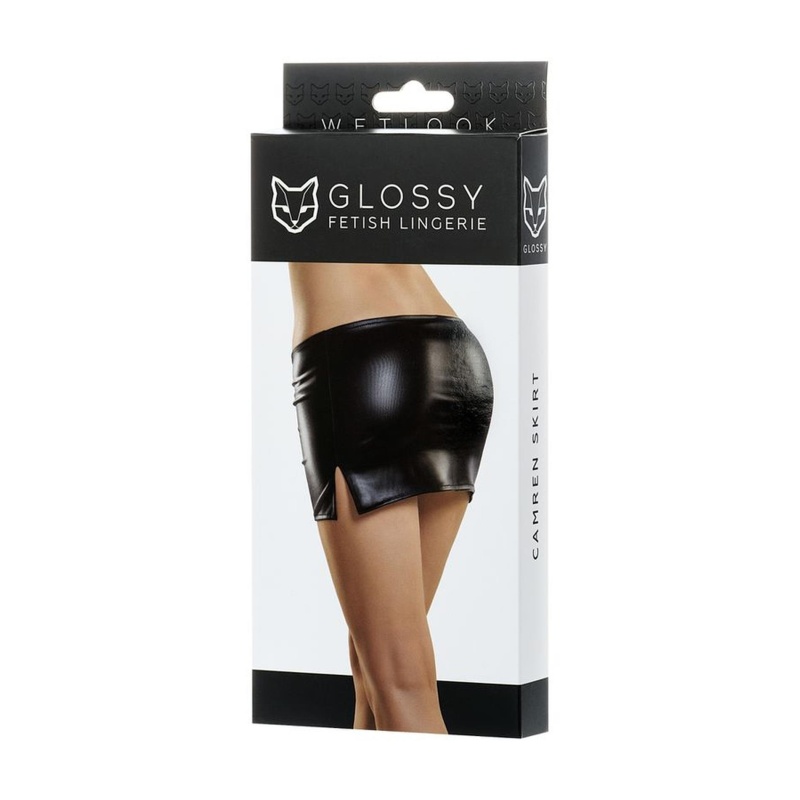 Glossy Shiny Wetlook skirt CAMREN - black S - 4